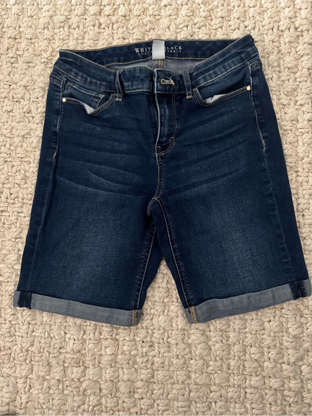 White House Black Market Dark Indigo Cuffed Denim Shorts
